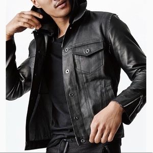 GQ x Gap En Noir Leather Denim Jacket